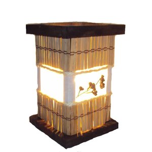 Abajur de Mesa Cômoda Luminária Rustico Telinha de Bambu Madeira Sala Quarto Hotel Pousada