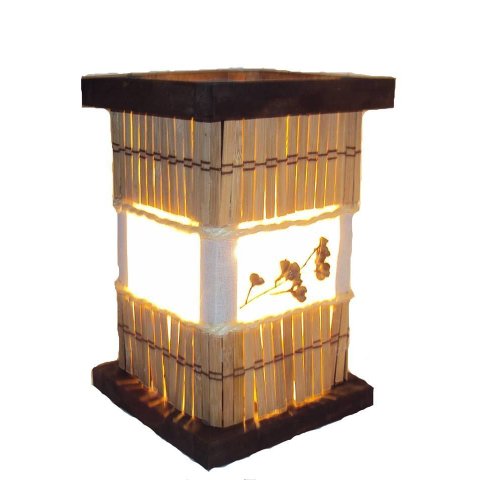 Abajur de Mesa Cômoda Luminária Rustico Telinha de Bambu Madeira Sala Quarto Hotel Pousada