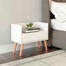 Mesa Lateral de Cabeceira 60 x 53 cm Gaveta Pés Palito Madeira MDP Branco 0659 - MENU - 1