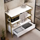 Ver imagem 3 de Armário Multiuso Gabinete Banheiro Industrial 1 Gaveta Thor Branco com Dourado - Rede Móveis