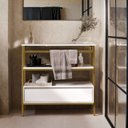 Ver imagem 2 de Armário Multiuso Gabinete Banheiro Industrial 1 Gaveta Thor Branco com Dourado - Rede Móveis