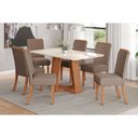 Ver imagem 1 de Conjunto: Mesa Sala Jantar Lins C/ Tampo Madeirado C/ Vidro Curvo 160x90cm e 6 Cadeiras Malu Nature/