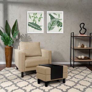 Conjunto Poltrona com Puff Baú 60cm e Bandeja Antúrio CabeCasa MadeiraMadeira