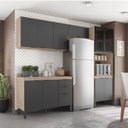 Ver imagem 1 de Cozinha Completa Modulada Firenze 04 Peças 11 Portas e 02 Gavetas Cinza/Avena/Grafito