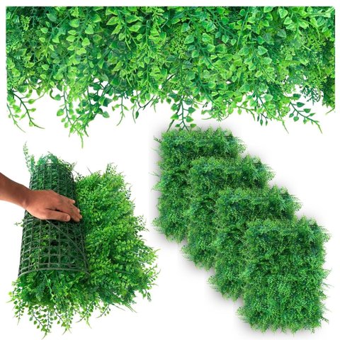 4 Placas para Jardim Interno Artificiais Rico em Folhagens Mistas Aspecto Realistas Pronto para Uso