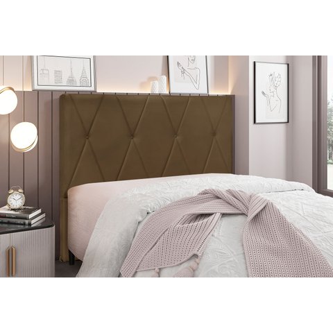 Cabeceira Solteiro Suede 90cm Aquilla Marrom
