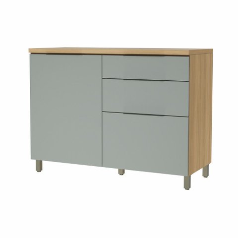 Balcão de Cozinha 1,20m Marquesa 1 Porta 3 Gavetas Nature/verde Nesher