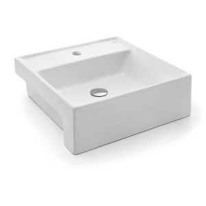 Cuba de Semi Encaixe Docol 41x41 Mesa Branca Quadrada Banheiro Lavabo 970126