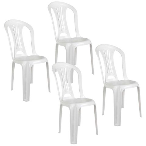 Kit 4 Cadeira Poltrona Bistro Jardim Varanda Cor Branca Mor