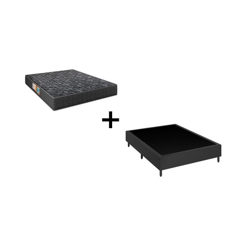 Cama Box Viúva 128 Tecido Sintético Preto com Colchão Florenza Espuma D28 Preto - Bello Box