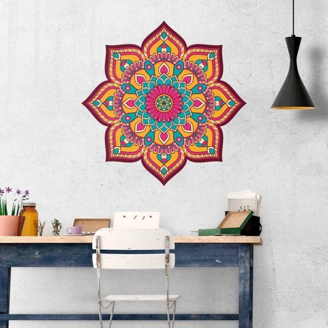 Adesivo de Parede New Mandala 6 Arte Destaque 0,60 X 0,60 Metros