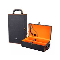 Maleta Porta Vinho Vinho Luxo Para Duas Garrafas Com Acessórios - 2