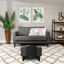 Ver imagem 1 de Conjunto Sofá 2 Lugares com Puff Baú 60cm e Bandeja Antúrio CabeCasa MadeiraOriginals Cinza Grafite