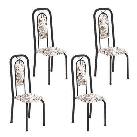 Cadeiras para Sala de Jantar 4 Unidades Lara Preto/Arabesco