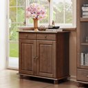 Ver imagem 1 de Balcão Armário Madeira Baixo 2 Portas Gavetas 1 Prateleira Organizador Cozinha Sala de Estar Marrom