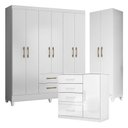 Ver imagem 1 de Guarda Roupa Casal Panamá com Cômoda Vênus e Armário Multiuso New Íris Branco Brilho– Moval