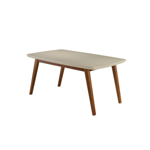Mesa de Jantar Barcelona com Vidro 160 Cm - Acabamento Champagne/off White