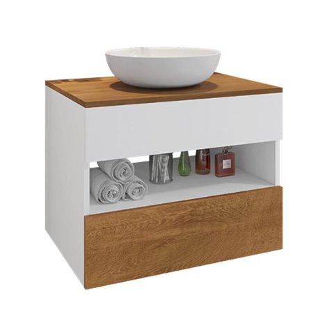 Conjunto Gabinete para Banheiro Bali Branco/naturalle - Bechara