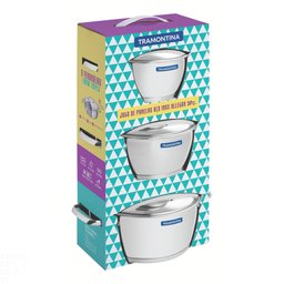 Jogo de Panelas Tramontina Allegra em Aço Inox com Fundo Triplo e Tampas de Inox 3 Peças Tramontina - 2