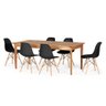 Conjunto Mesa de Jantar Retangular em Madeira Maciça 186cm com 6 Cadeiras Eames Eiffel - Preto - 1