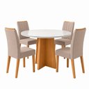 Ver imagem 2 de Conjunto Sala de Jantar 4 Lugares Redonda Tampo Vidro/MDF Mesa Celebrare e Cadeiras Apogeu Bege Amêndoa Clean/Off White/Naturale Creme