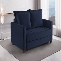 Sofa Cama Frisa Colchao Casal Pes de Madeira Talento Móveis - 1