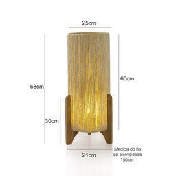 Abajur de Chão Decoração de Luxo Cupula de Sisal:luminária Palha - 4