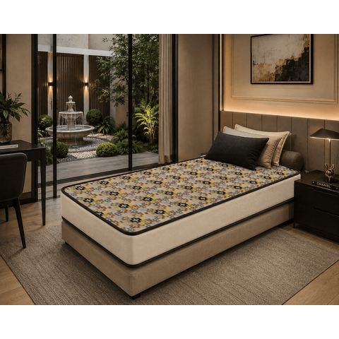 Colchão Solteiro Espuma D28 14cm Dupla Face Confortável Tecido Bordado