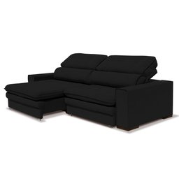 Sofá Versato Retrátil e Reclinável 2 Módulos Premium Veludo Preto 2,50m - 3