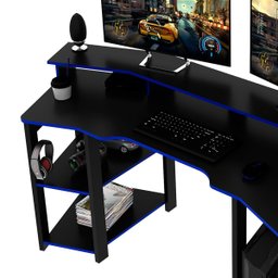 Mesa para Computador Gamer Espaço para 2 Monitores e Cpu Preto/azul - 7