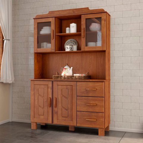 Cristaleira 4 Portas 3 Gavetas Linha Cobre 1279c Castanho Finestra