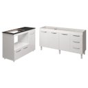 Ver imagem 1 de Balcão Armário Gabinete de Pia 150 Cm Deise e Balcão Alana para Fogão Cooktop 4 Bocas e Forno Elétri