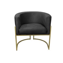 Kit 02 Poltronas para Sala Decorativa Luna Base Ferro Dourado Veludo Preto Visan Estofados - 3