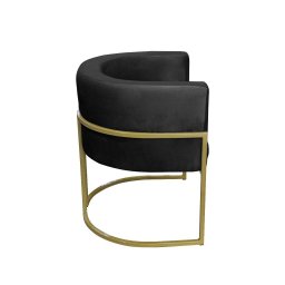 Kit 02 Poltronas para Sala Decorativa Luna Base Ferro Dourado Veludo Preto Visan Estofados - 4