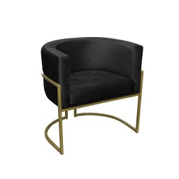 Kit 02 Poltronas para Sala Decorativa Luna Base Ferro Dourado Veludo Preto Visan Estofados - 2