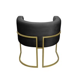 Kit 02 Poltronas para Sala Decorativa Luna Base Ferro Dourado Veludo Preto Visan Estofados - 5