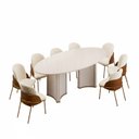 Ver imagem 3 de Conjunto Sala de Jantar Liz Tampo Elipse com Vidro Orgânico 218cm com 8 Cadeiras Vitta Bege/Off White/Terracota/Perola