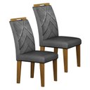 Ver imagem 1 de Cadeira para Mesa de Jantar Larissa New Mdf Kit 2 Peças Freijó Joli Chumbo - Leifer Móveis