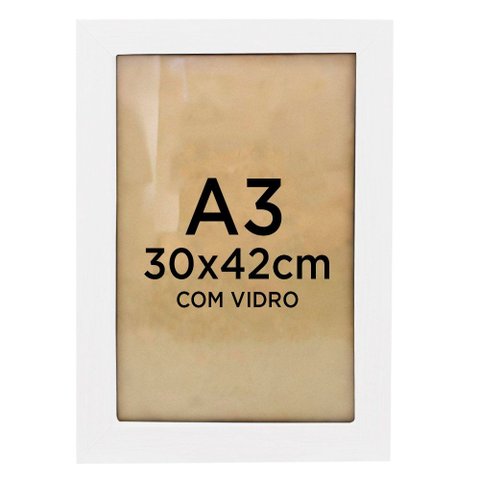 Moldura Quadro A3 30 X 42 Cm Diploma Certificado Foto com Vidro Empório do Adesivo Moldura Branca 03