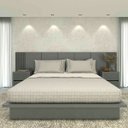 Ver imagem 1 de Cama King 2,01m Cabeceira 3,50m e 2 Mesas sob Medida em Mdf Cor:cinza Sagrado