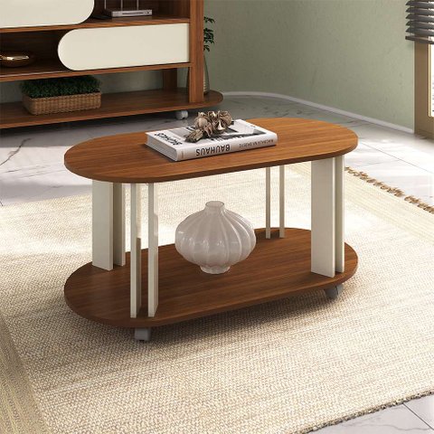 Mesa de Centro Mundi 100% Mdf Cedro/off White Artely Móveis