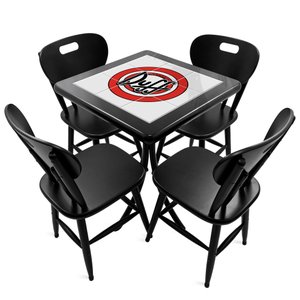 Cj Mesa Madeira Azulejo 60x60cm - Bistrô Fixa 78cm + 4 Cadeiras 43 - Preta - Duff