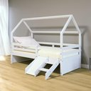 Ver imagem 1 de Cama Casinha Slim Rb com Kit Escada/ Escorregador e Grade de Proteção Branco Housin
