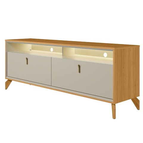 Rack para Sala de Estar Tv 70 Pol com Led 160cm Naomi L05 Tauari Off White Fosco - Lyam Decor