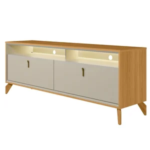 Rack para Sala de Estar Tv 70 Pol com Led 160cm Naomi L05 Tauari Off White Fosco - Lyam Decor