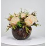 Arranjo de Flores Rosas Artificiais no Vaso Terrário - 1