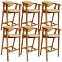 Ver imagem 1 de Kit 6 Banquetas Alta para Cozinha Bancada Bar Sala de Jantar Fixa Cecília L02 Couríssimo Casco Fendi