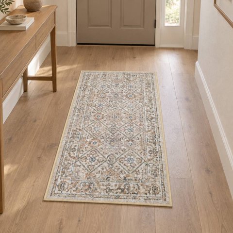 Passadeira Antiderrapante Corredor Persa Belga Classico Miro:02 Cinza/0,60x1,20m