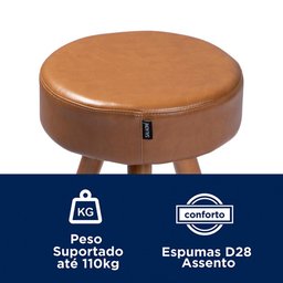 Kit 2 Banco Banqueta Paris Baixa 50cm Couríssimo Amarula - Salaone - 2