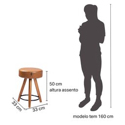 Kit 2 Banco Banqueta Paris Baixa 50cm Couríssimo Amarula - Salaone - 4